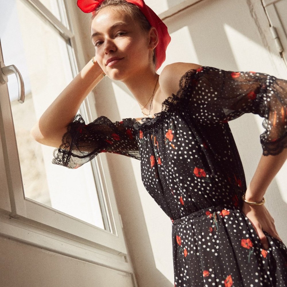 {the kooples} poppy floral off-shoulder dress - Picture 3 of 3